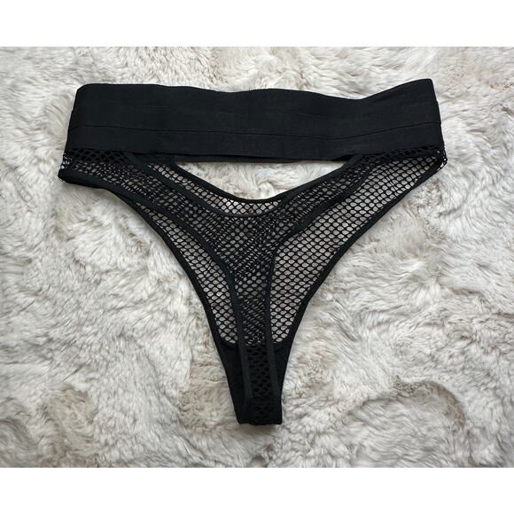 RARE🔥 Honey Birdette AXL🖤 Black Fishnet FULL 3 Piece Set 34DD, XS, XS Thong - Picture 12 of 13